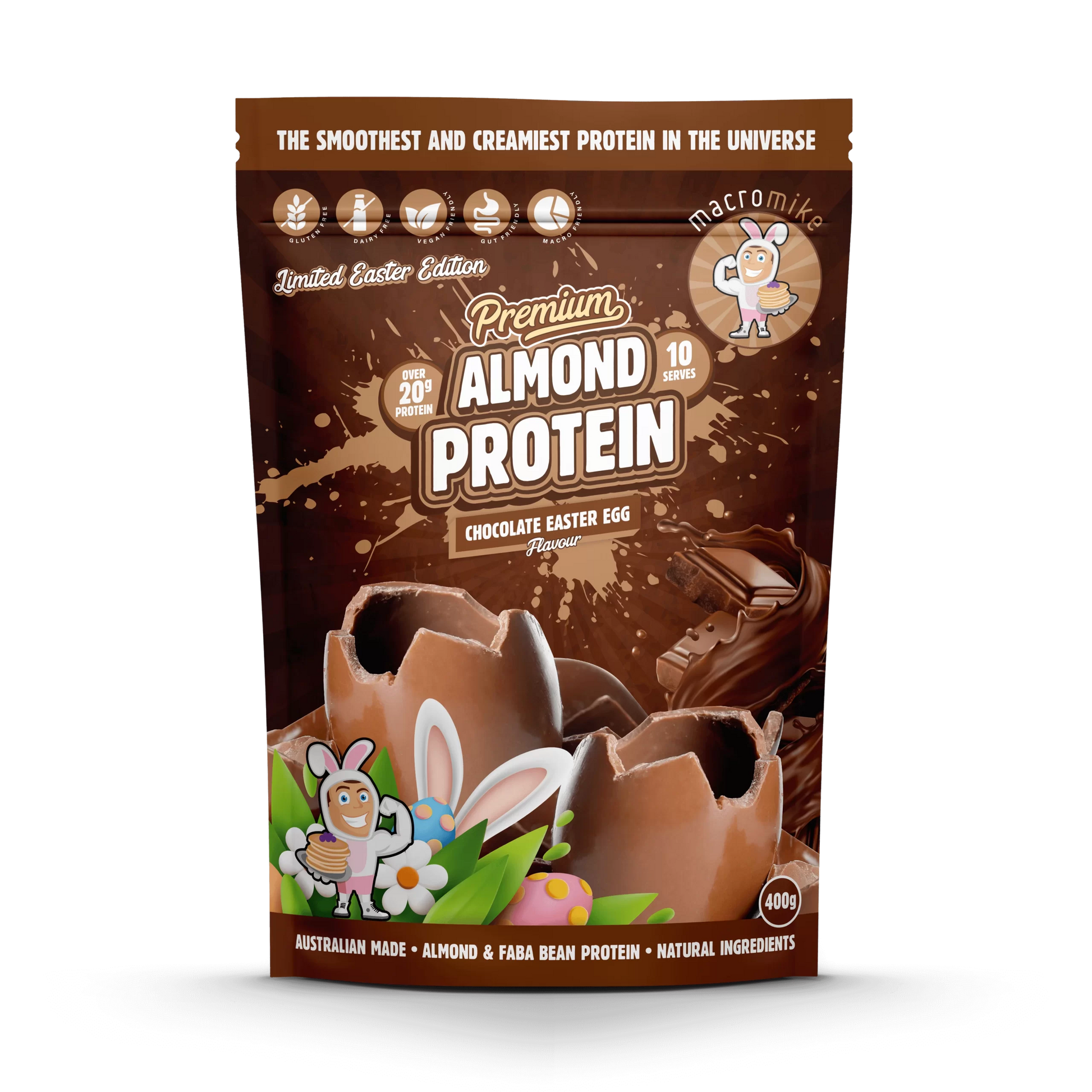 Macro Mike Almond Protein 400G Chocolate Easter Egg Macro Mike Almond Protein 400G Chocolate Easter Egg