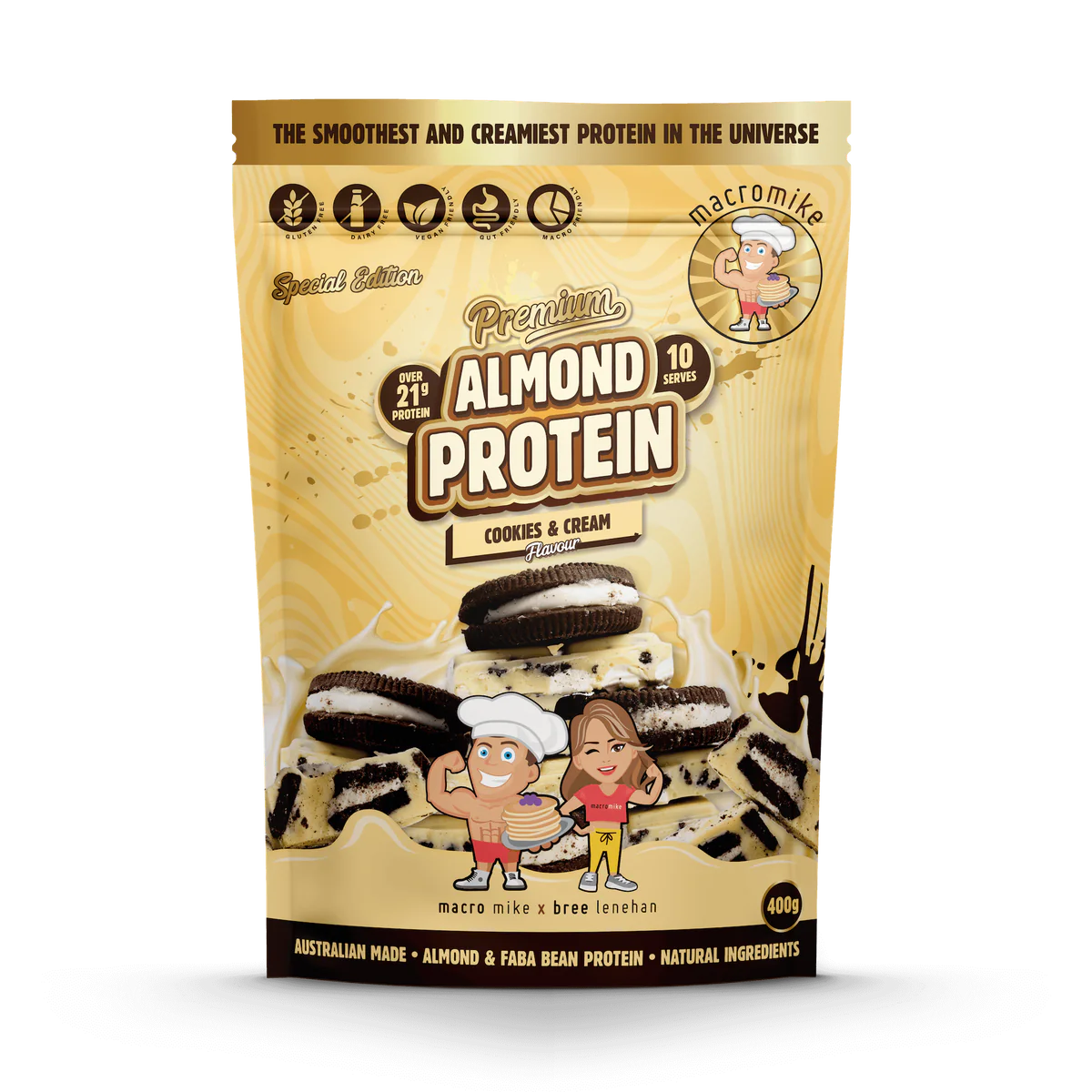 Macro Mike Almond Protein 400G Cookies & Cream Macro Mike Almond Protein 400G Cookies & Cream