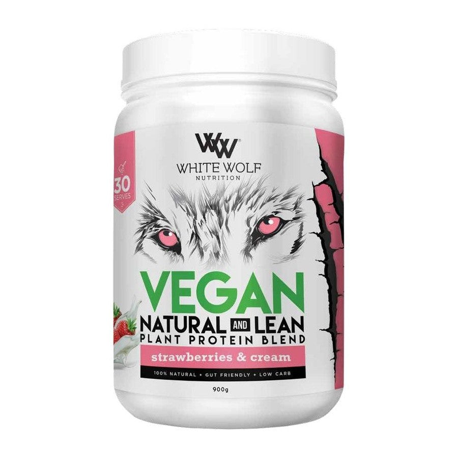 White Wolf Natural & Lean Vegan Protein 900g Strawberries & Cream