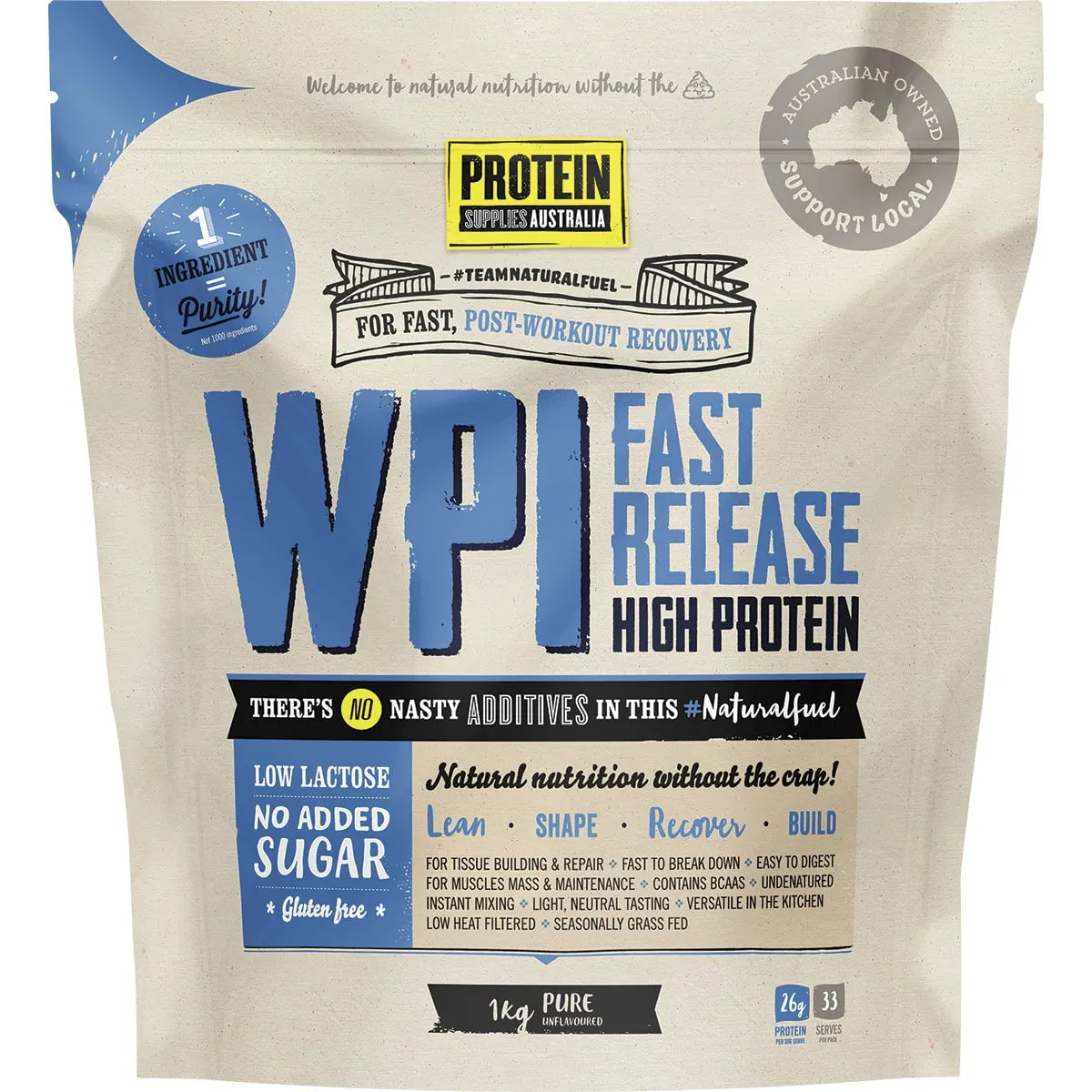 Protein Supplies Australia WPI 1kg Unflavoured Protein Supplies Australia WPI 1kg Unflavoured