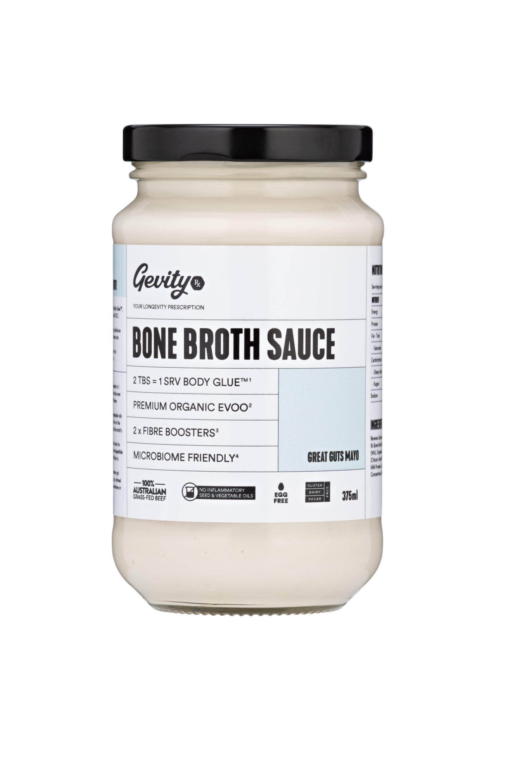 Gevity RX Bone Broth Sauce 375ml Great Guts Mayo Gevity RX Bone Broth Sauce 375ml Great Guts Mayo