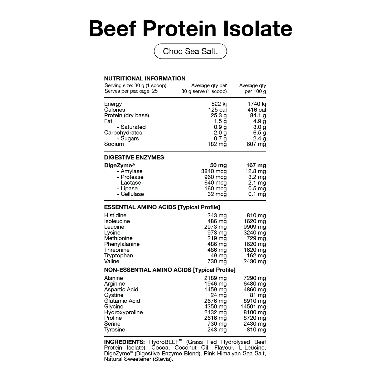 Switch Nutrition Beef Protein Isolate 750g Choc Sea Salt