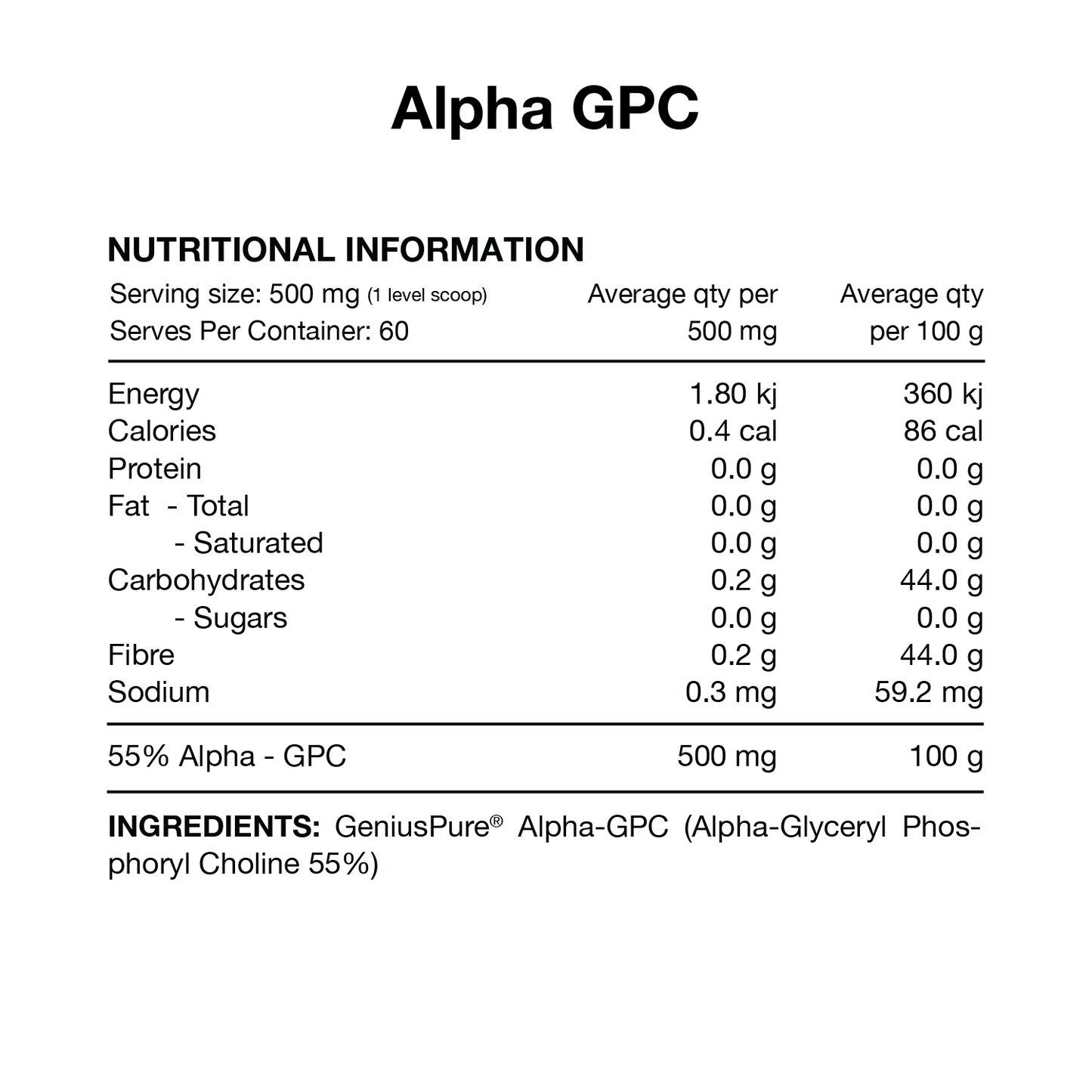 Switch Nutrition Alpha GPC 30g