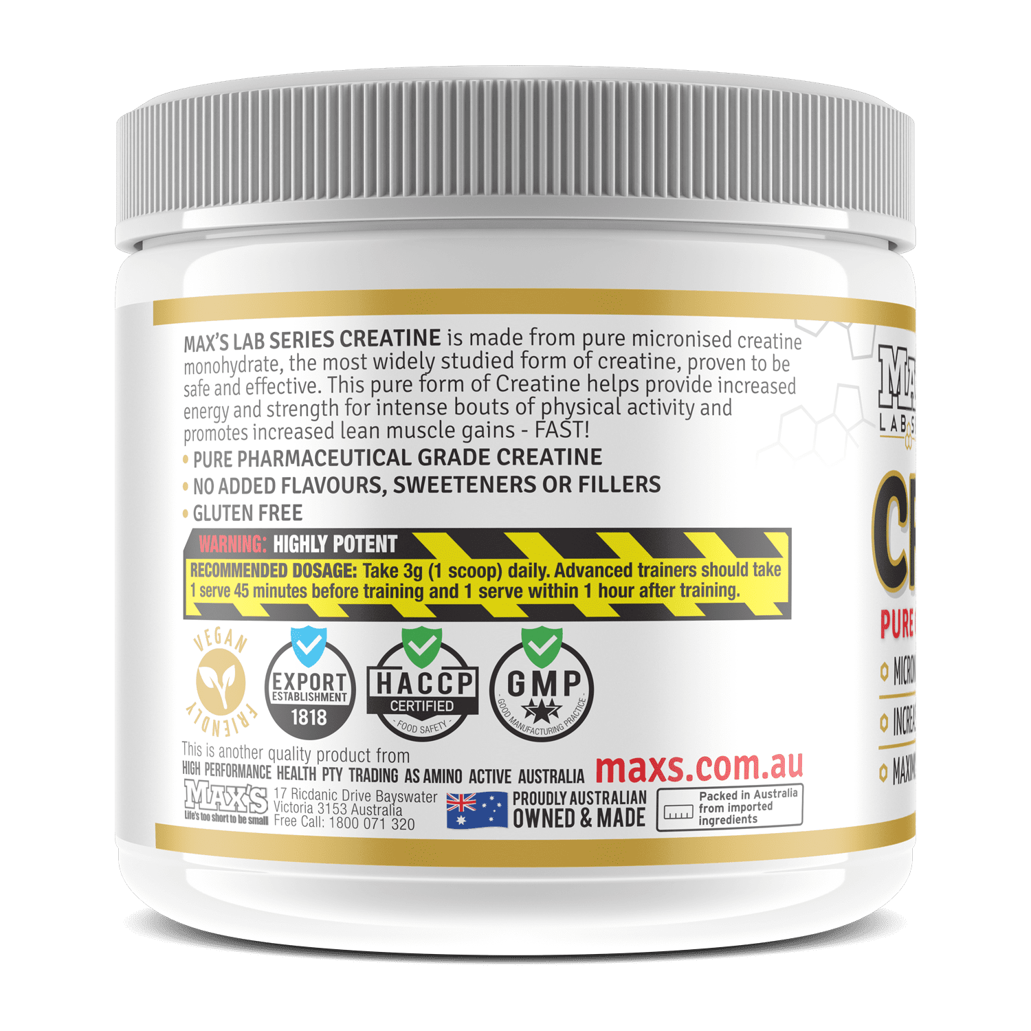 Maxs Lab Series Micronized Creatine Monohydrate 200g Maxs Lab Series Micronized Creatine Monohydrate 200g
