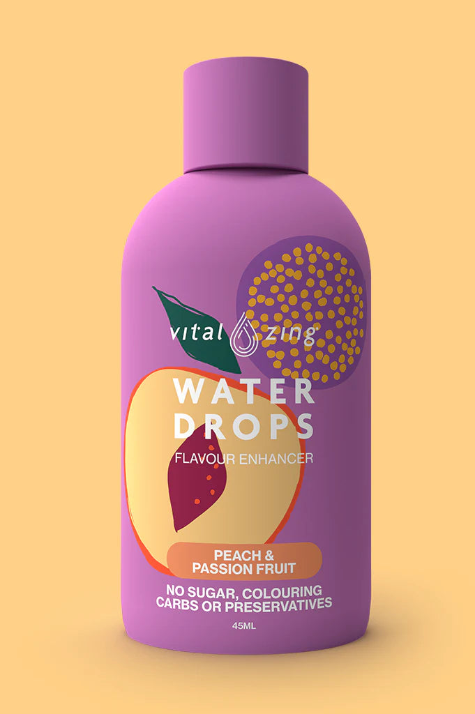 Vital Zing Water Drops 45ml Peach & Passionfruit Vital Zing Water Drops 45ml Peach & Passionfruit