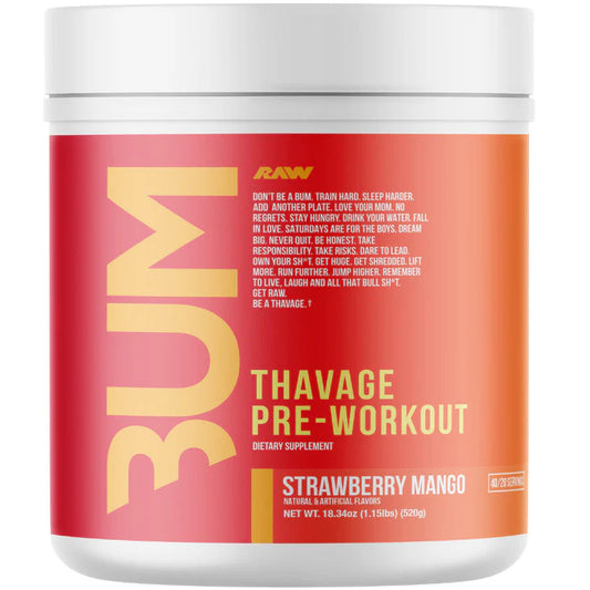Thavage Pre-Workout by CBUM 40 Serves Strawberry Mango Thavage Pre-Workout by CBUM 40 Serves Strawberry Mango