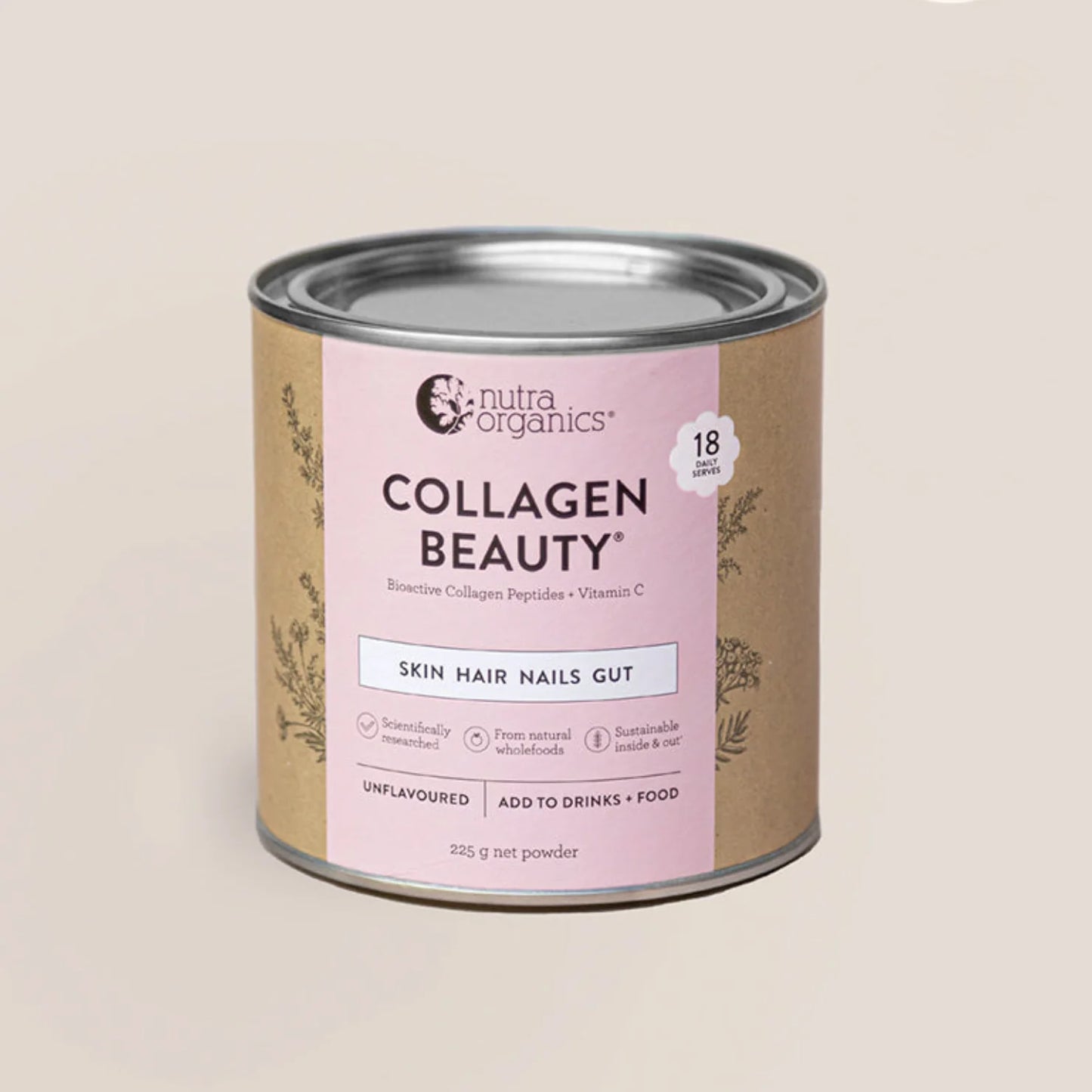 Nutra Organics Collagen Beauty 225G Unflavoured
