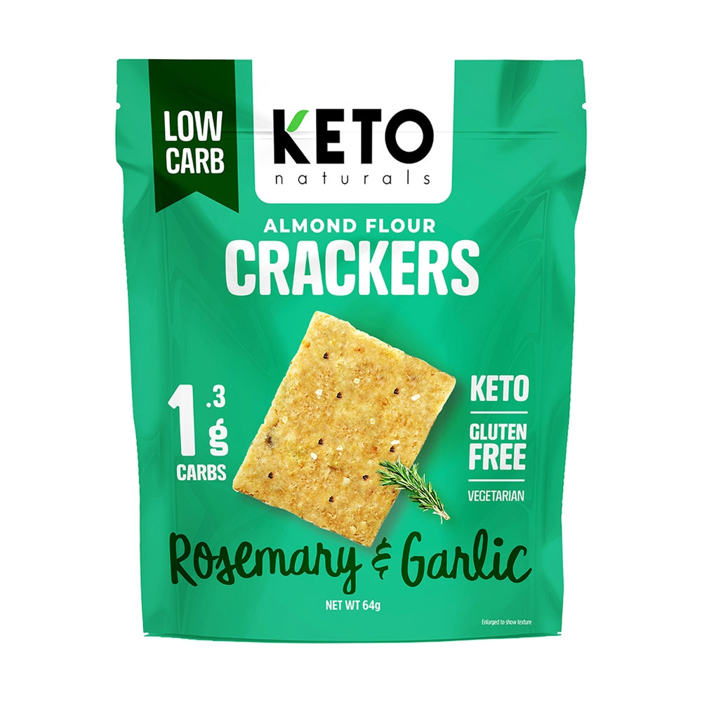 Keto Naturals Almond Flour Crackers 64g Rosemary & Garlic Keto Naturals Almond Flour Crackers 64g Rosemary & Garlic