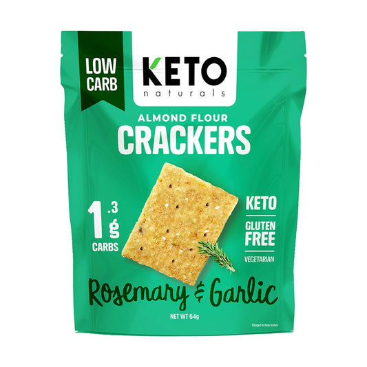 Keto Naturals Almond Flour Crackers 64g Rosemary & Garlic Keto Naturals Almond Flour Crackers 64g Rosemary & Garlic