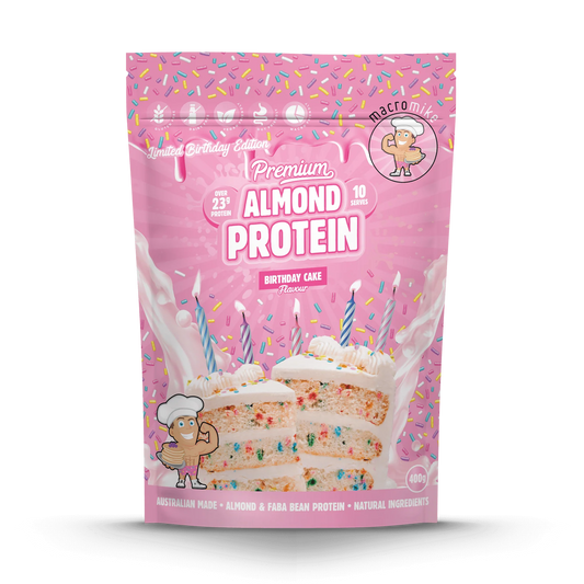 Macro Mike Almond Protein 400G Birthday Cake Macro Mike Almond Protein 400G Birthday Cake