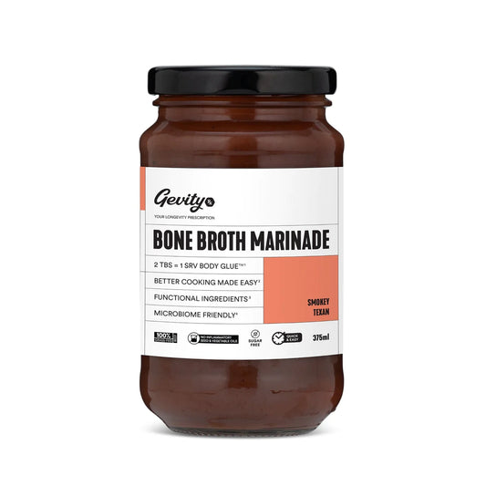 Gevity RX Bone Broth Marinade 375ml Smokey Texan Gevity RX Bone Broth Marinade 375ml Smokey Texan