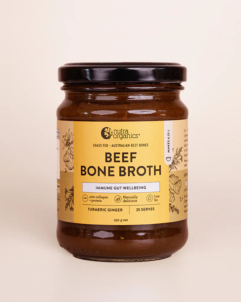 Nutra Organics Beef Bone Broth Concentrate 250g Turmeric Ginger Nutra Organics Beef Bone Broth Concentrate 250g Turmeric Ginger