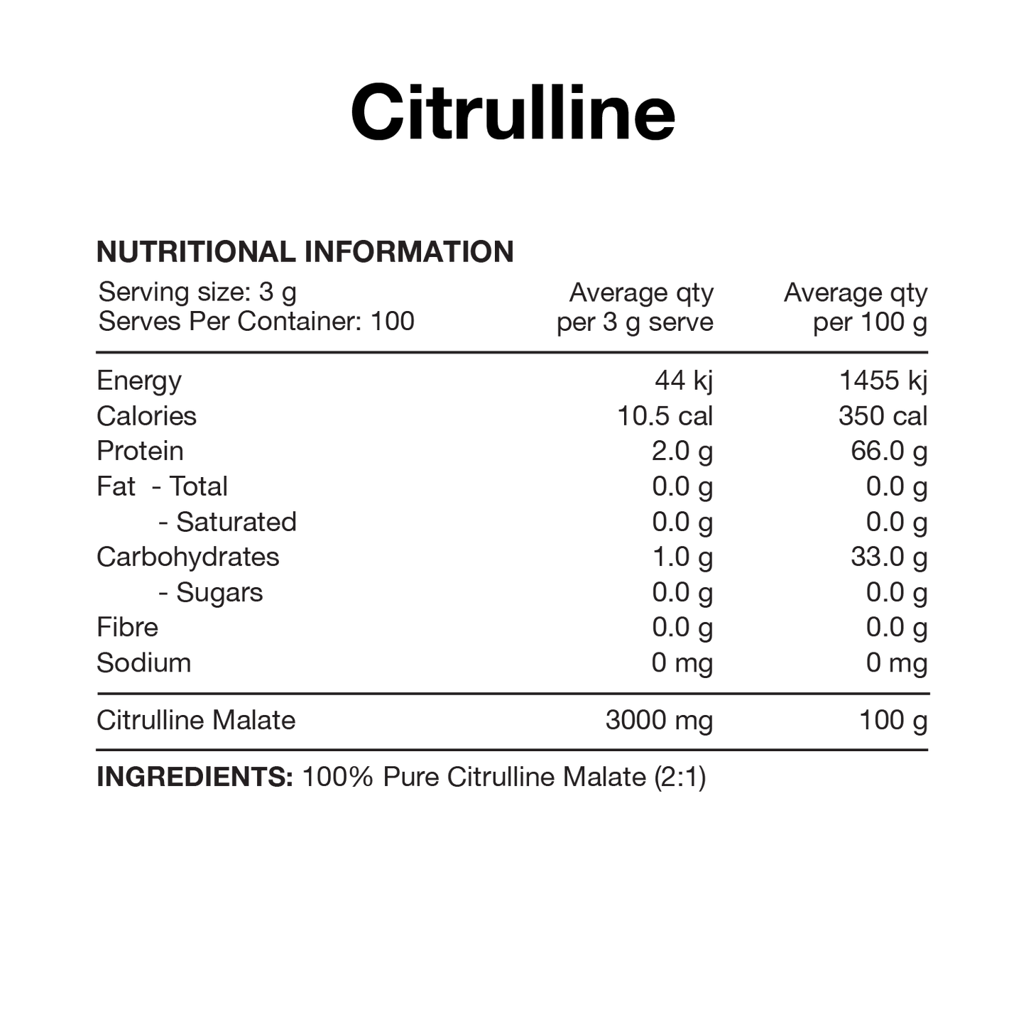 Switch Nutrition Citrulline Malate 100 Serves