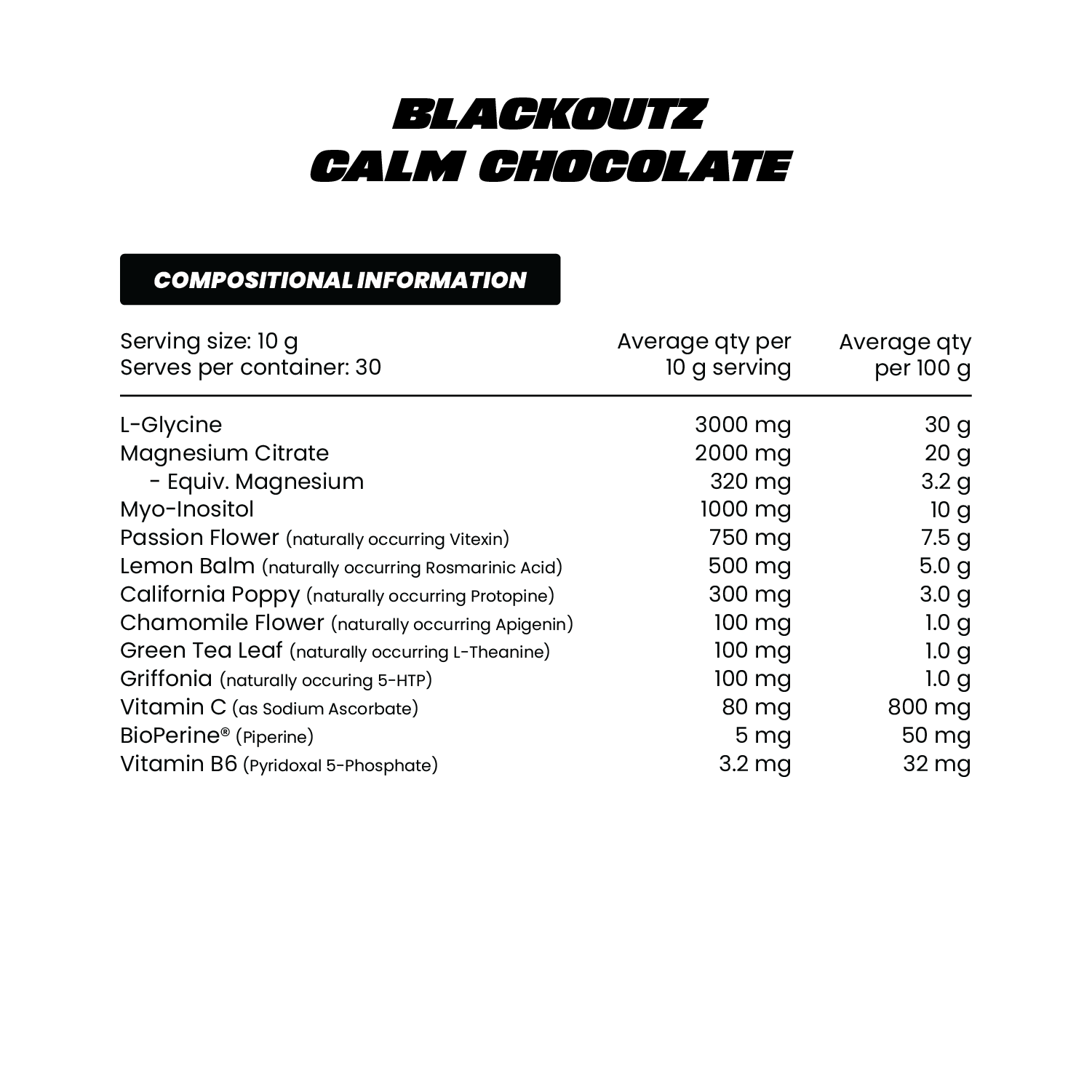 ZombieLabs Blackoutz 30 Serves Calm Chocolate ZombieLabs Blackoutz 30 Serves Calm Chocolate