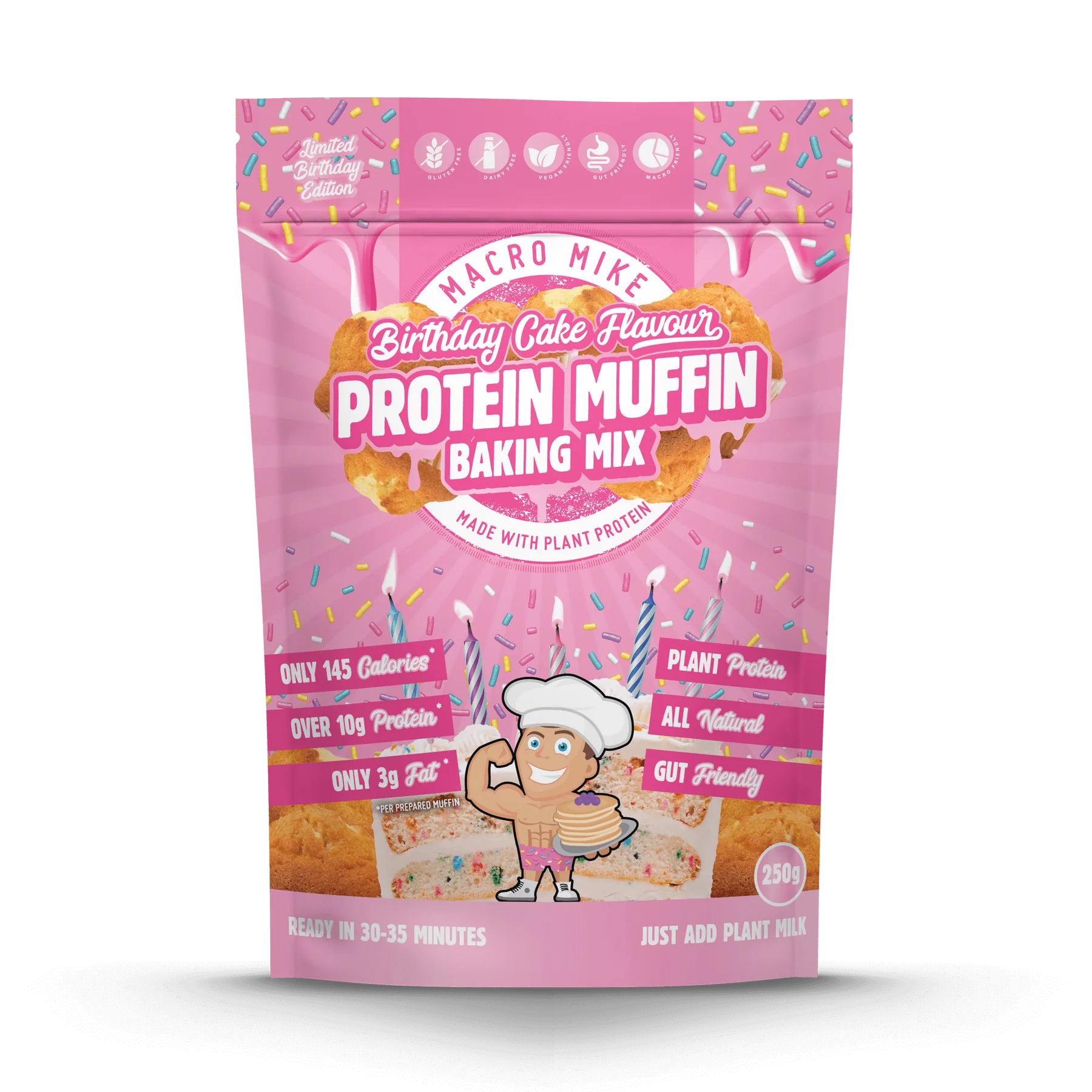 Macro Mike Protein Muffin 250G Birthday Cake Macro Mike Protein Muffin 250G Birthday Cake