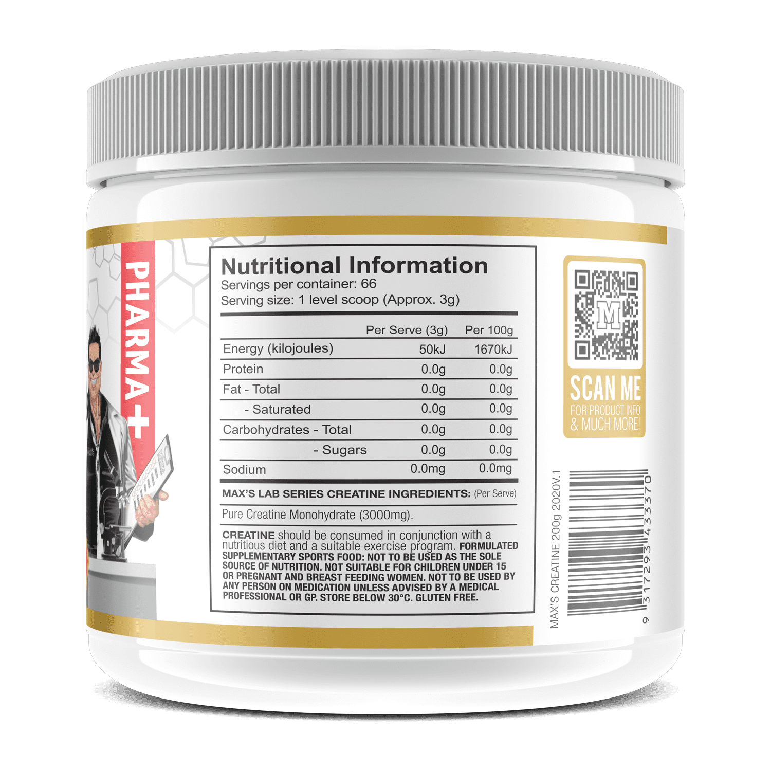 Maxs Lab Series Micronized Creatine Monohydrate 200g Maxs Lab Series Micronized Creatine Monohydrate 200g