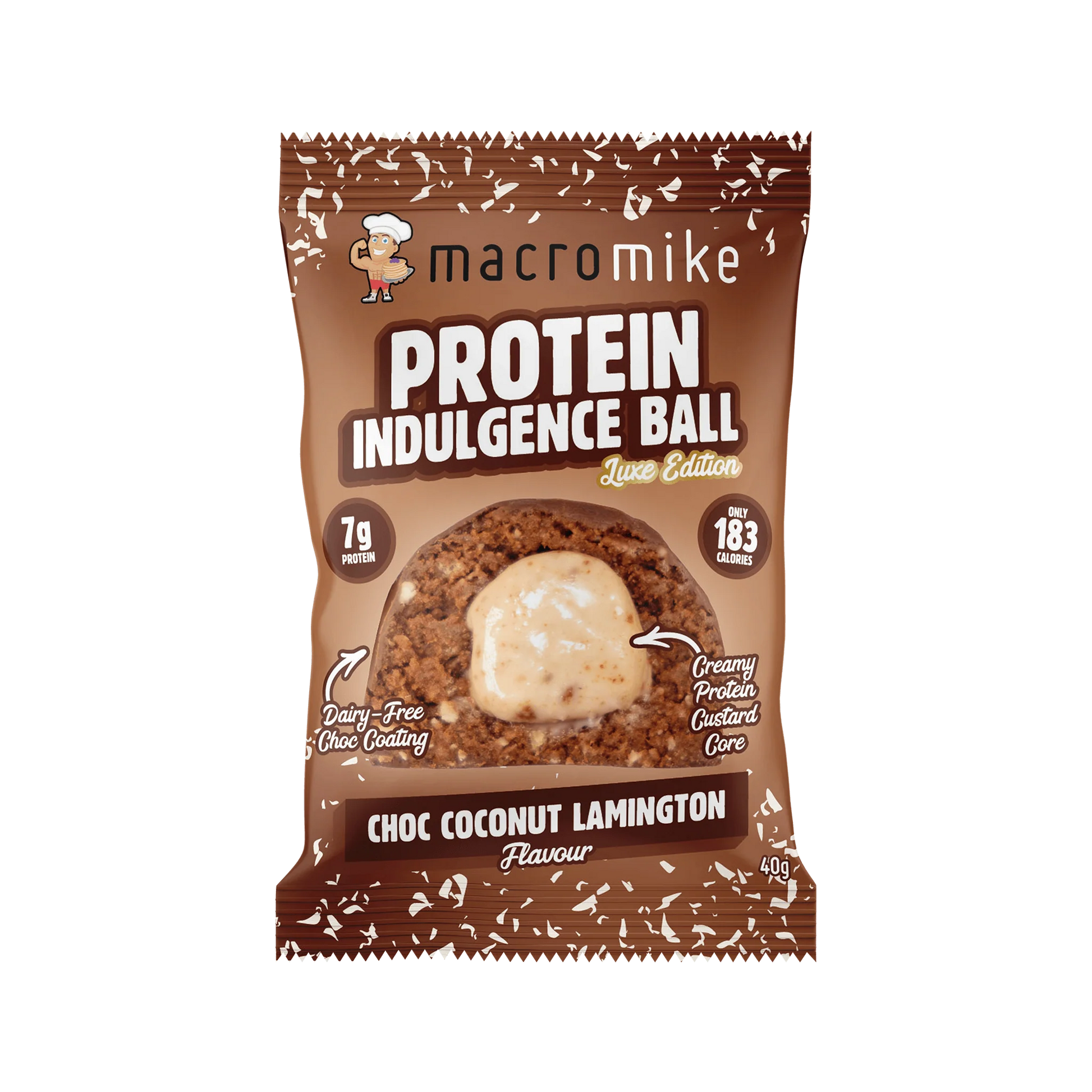 Macro Mike Protein Ball 60g Lamington Macro Mike Protein Ball 60g Lamington