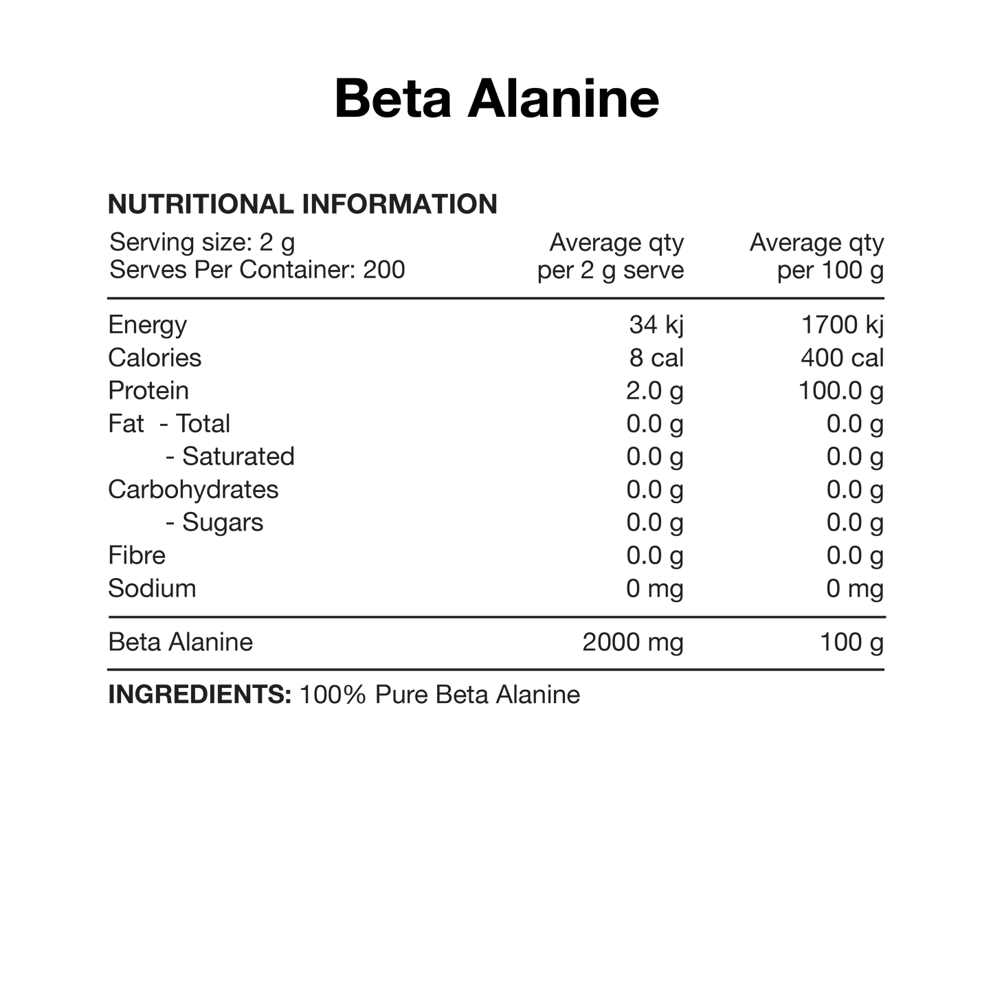 Switch Nutrition Beta Alanine 400g
