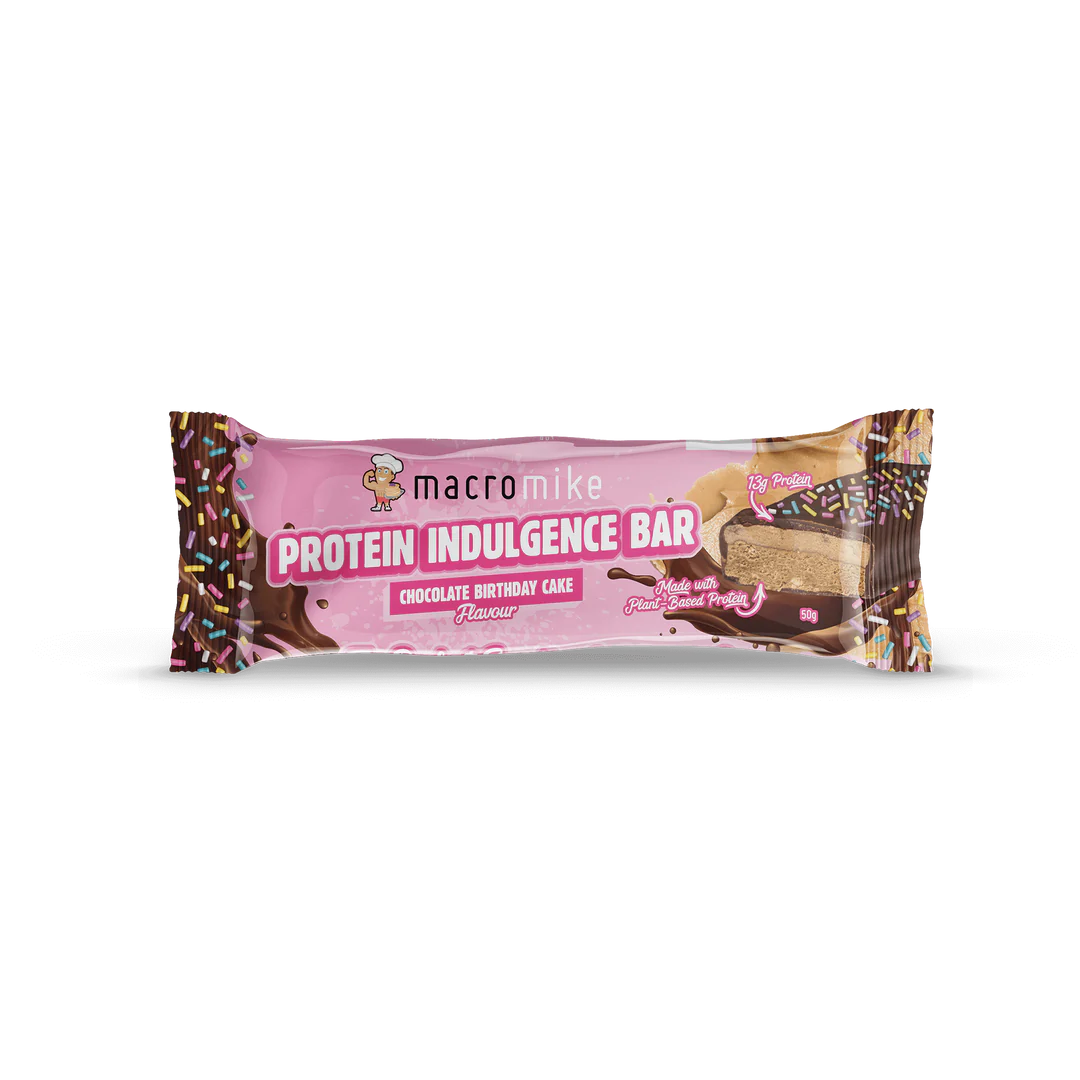 Macro Mike Protein Indulgence Bar 50g Chocolate Birthday Cake Macro Mike Protein Indulgence Bar 50g Chocolate Birthday Cake
