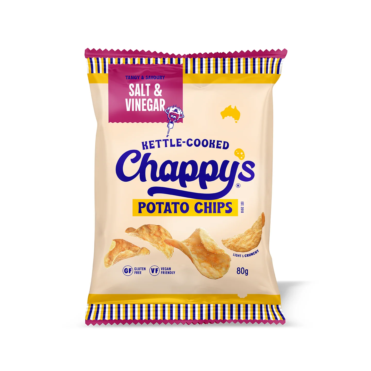 Chappy's Kettle Chips 80G Salt & Vinegar