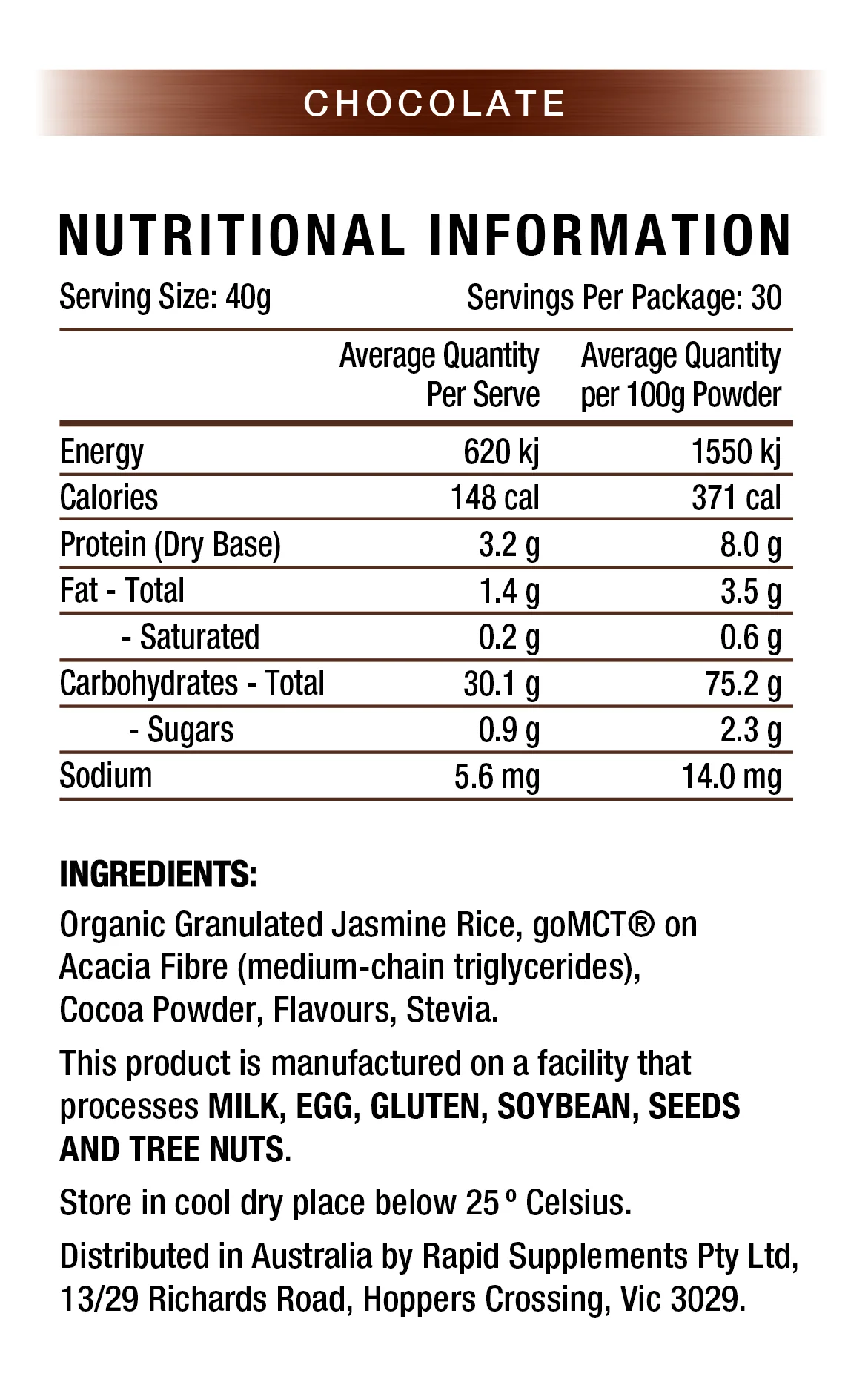 Rapid Supplements Cream of Rice