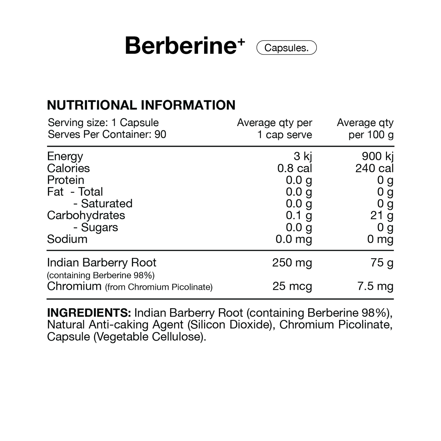 Switch Nutrition Berberine + 90vc