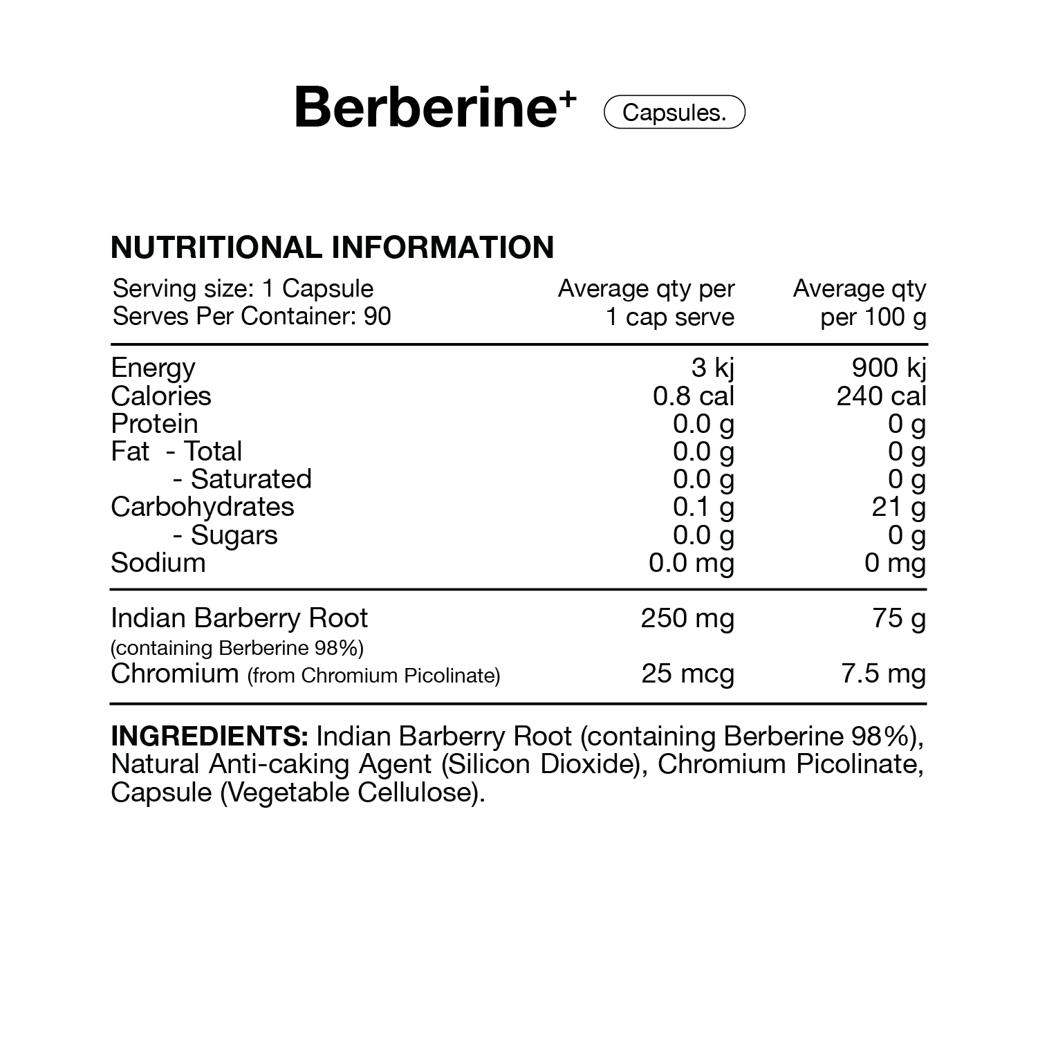 Switch Nutrition Berberine + 90vc