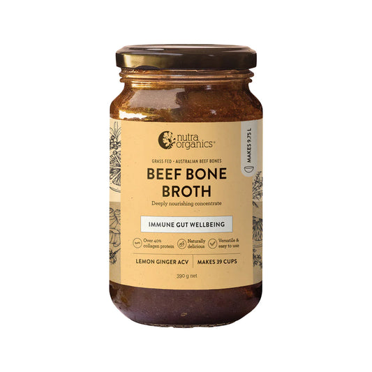 Nutra Organics Beef Bone Broth Concentrate 250g Lemon Ginger