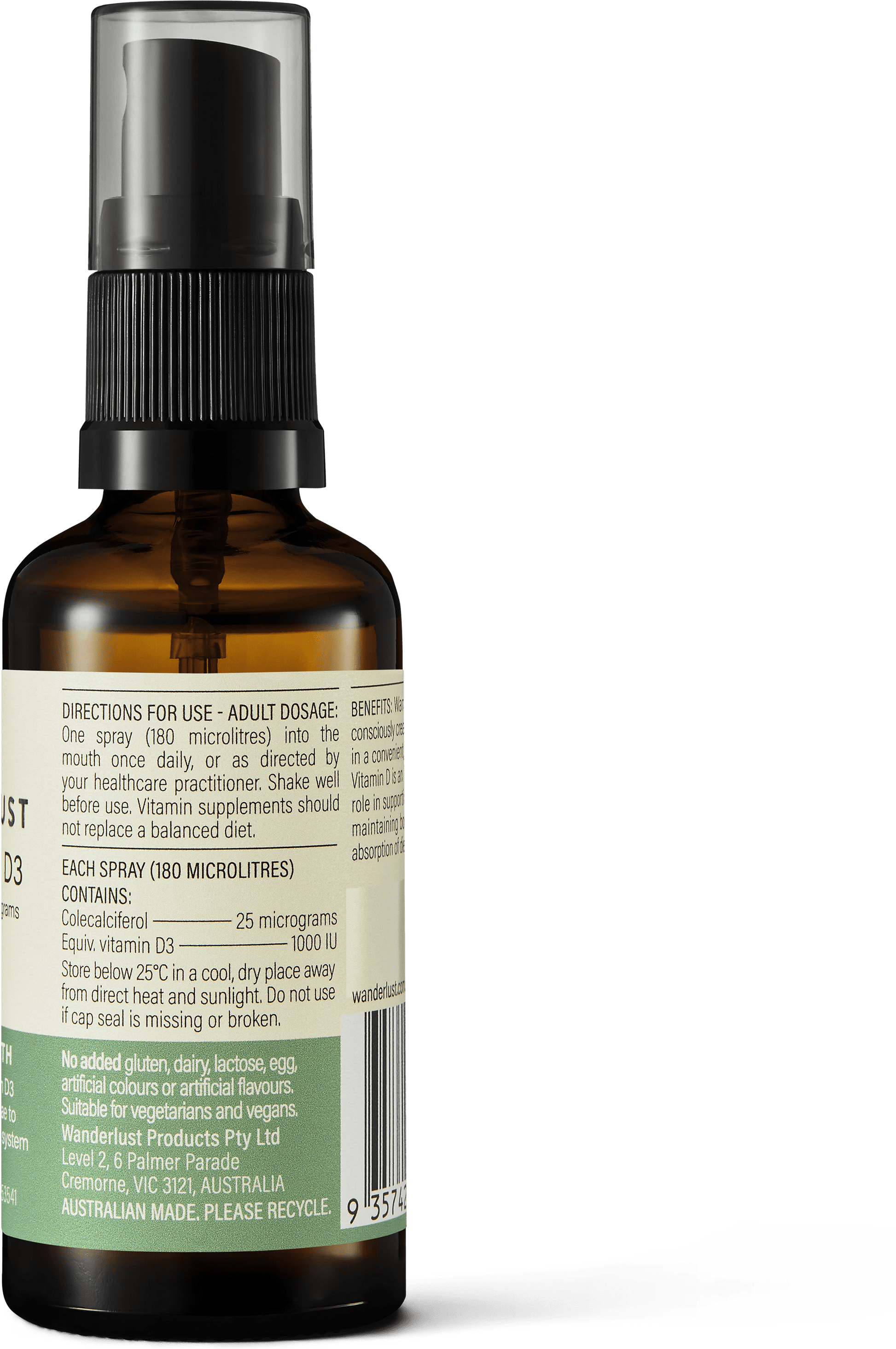 Wanderlust Plant Based Vitamin D Spray 40ml