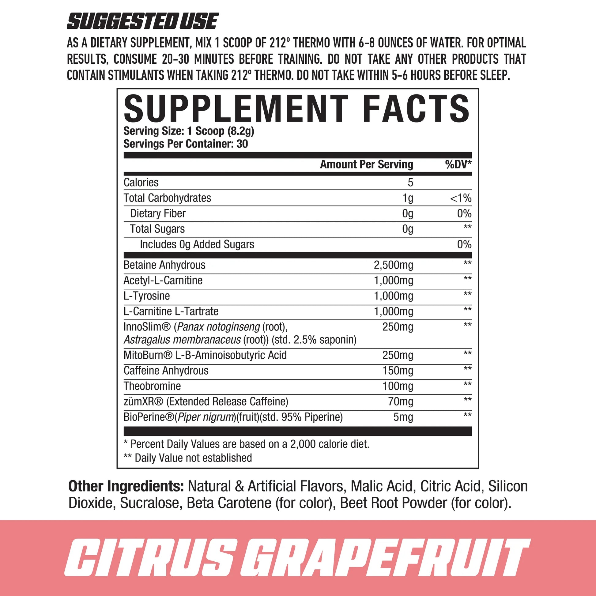 Axe & Sledge 212 Thermo 30 Serves Citrus Grapefruit