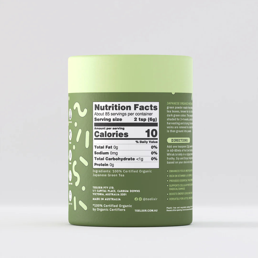 Teelixir Organic Ceremonial Grade Matcha 100g