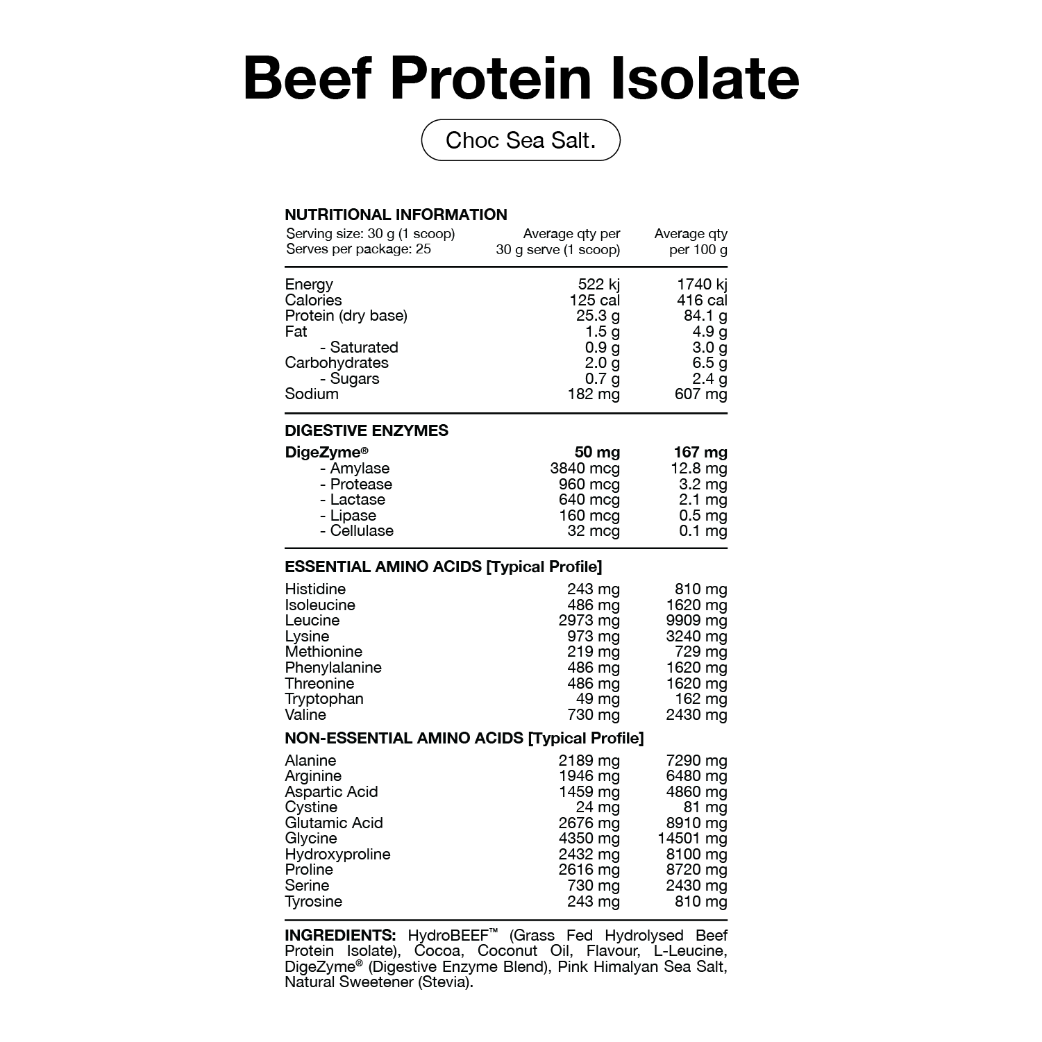 Switch Nutrition Beef Protein Isolate 750g Choc Sea Salt