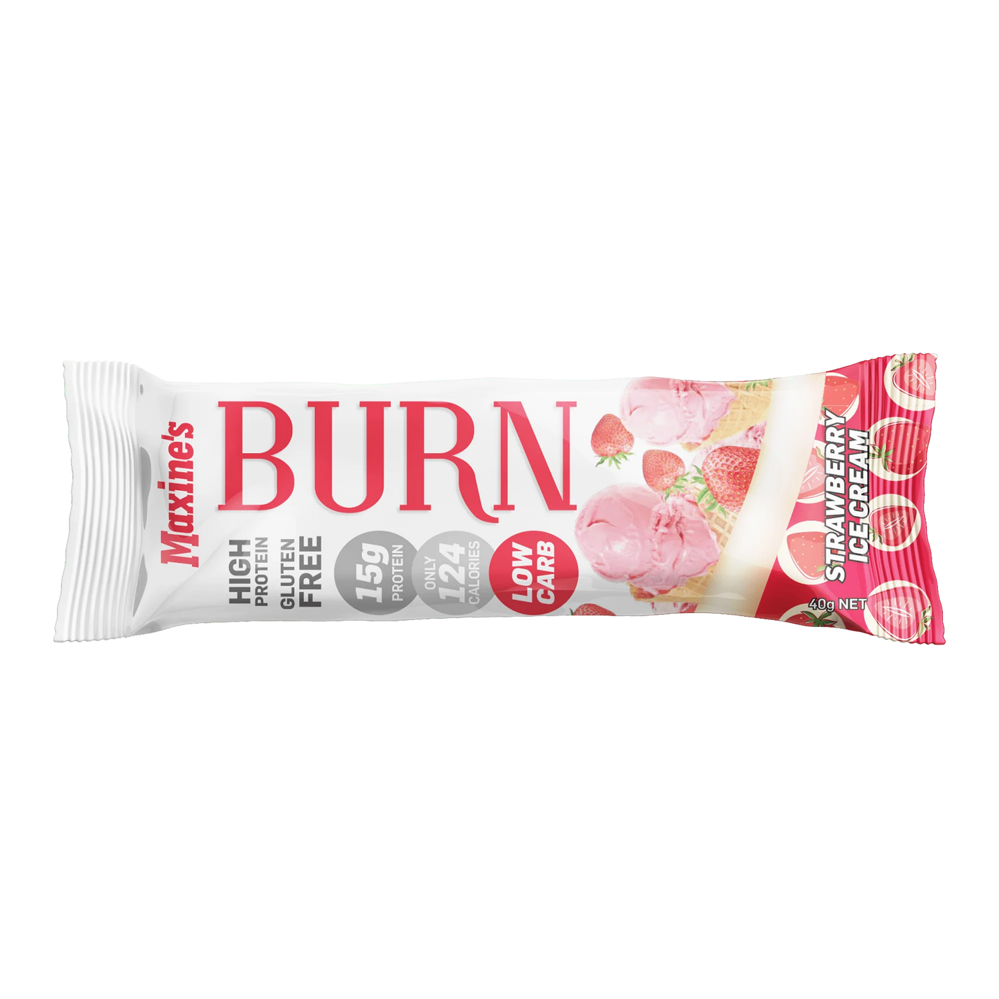 Maxines Burn Bar 40GM Strawberry Ice Cream