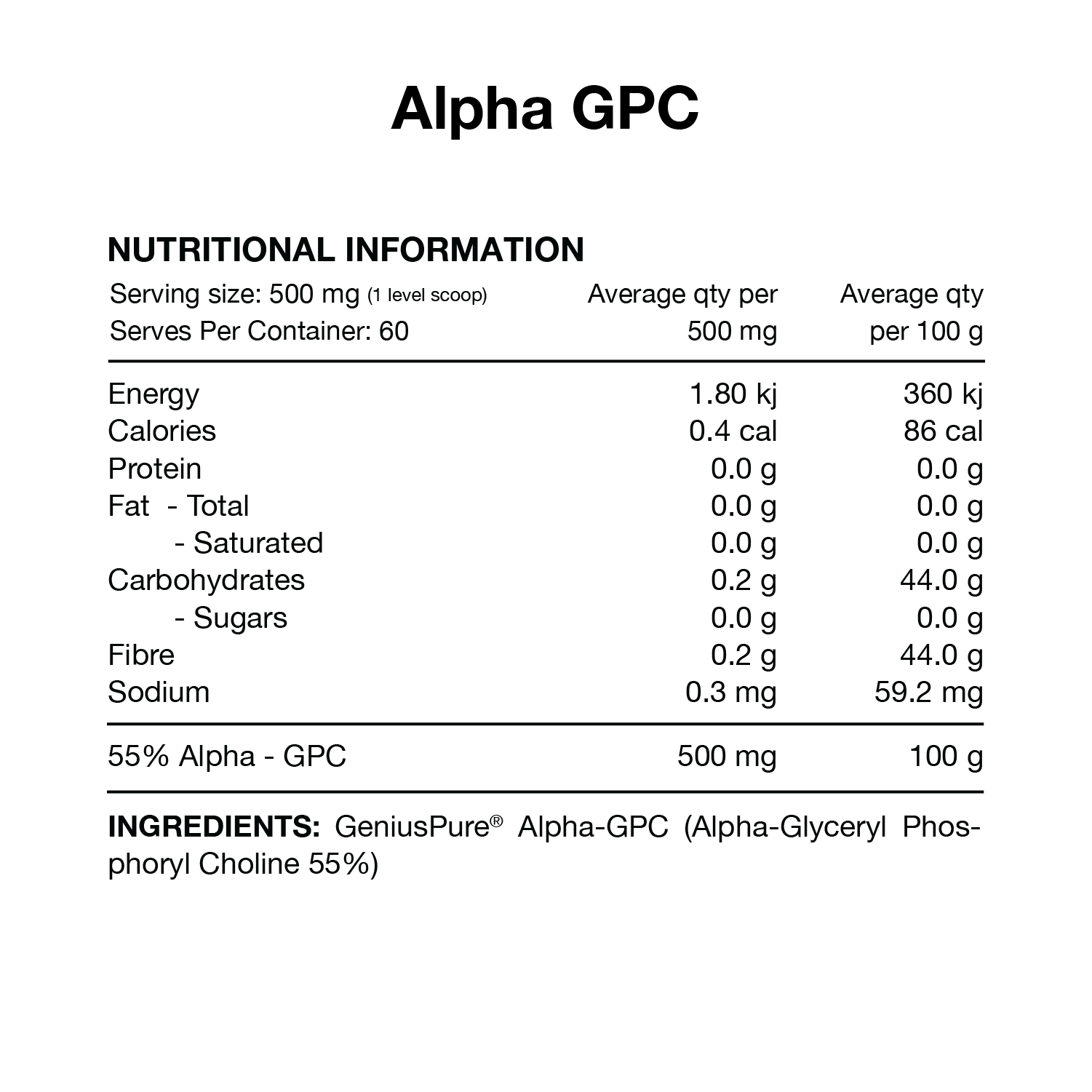 Switch Nutrition Alpha GPC 30g