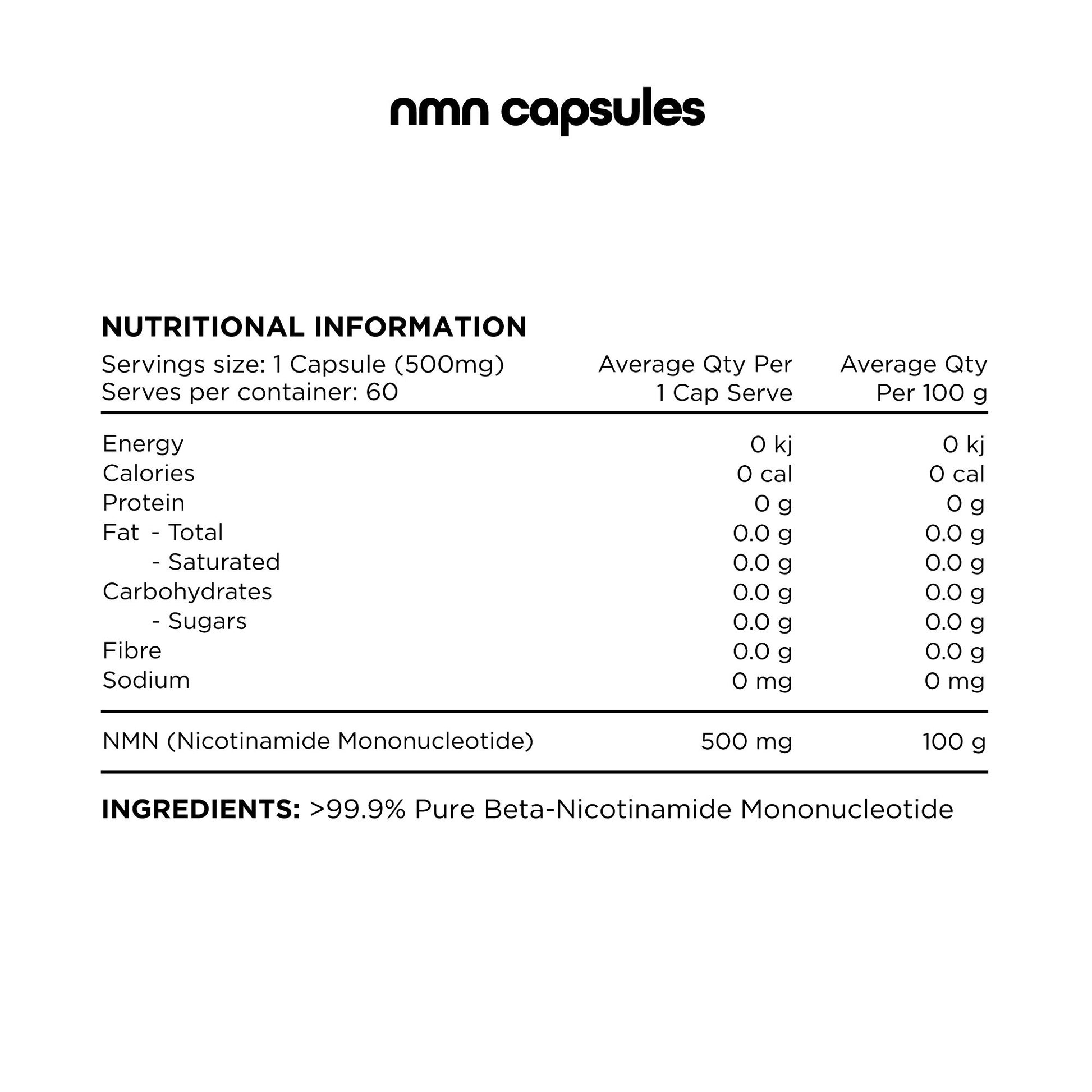 Switch Nutrition 100% Pure NMN 60vc