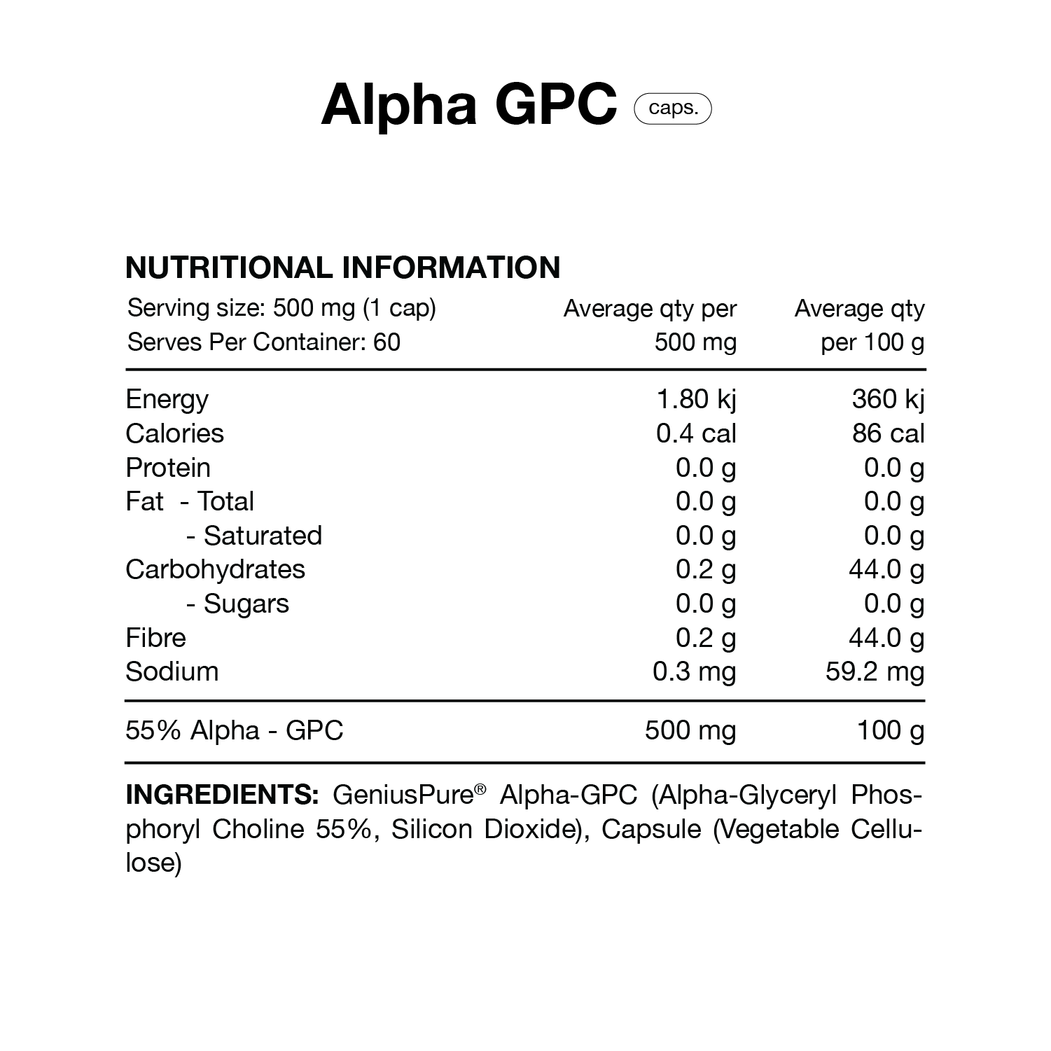 Switch Nutrition Alpha GPC 60c