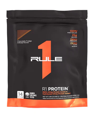 Rule1 Whey Protein Isolate 1LB Chocolate Fudge