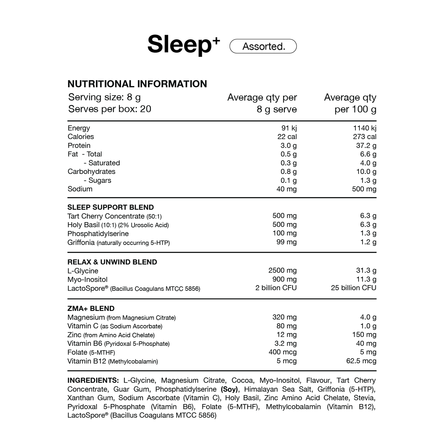 Switch Nutrition Sleep Sachets 20 Serves Assorted