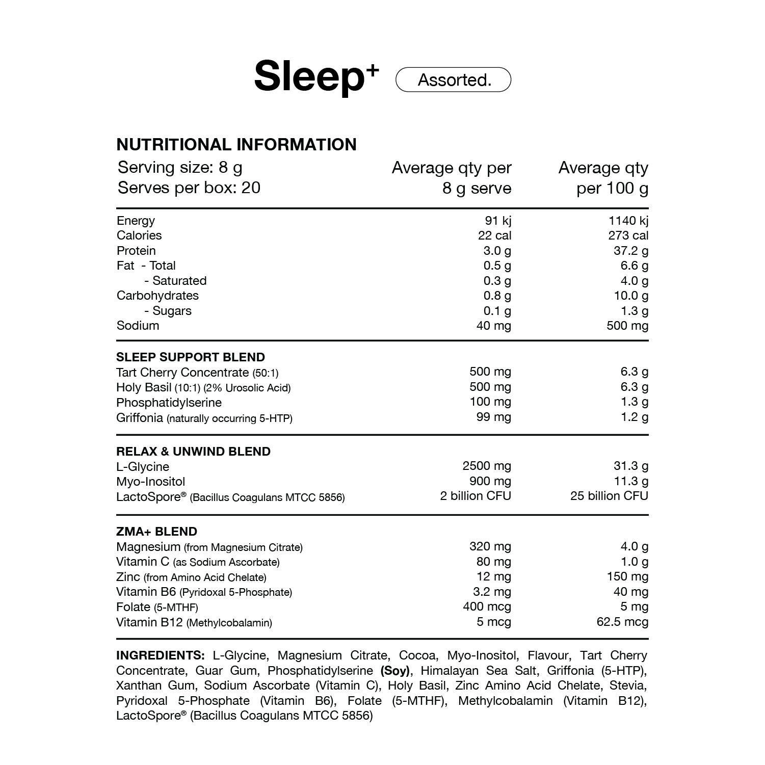Switch Nutrition Sleep Sachets 20 Serves Assorted
