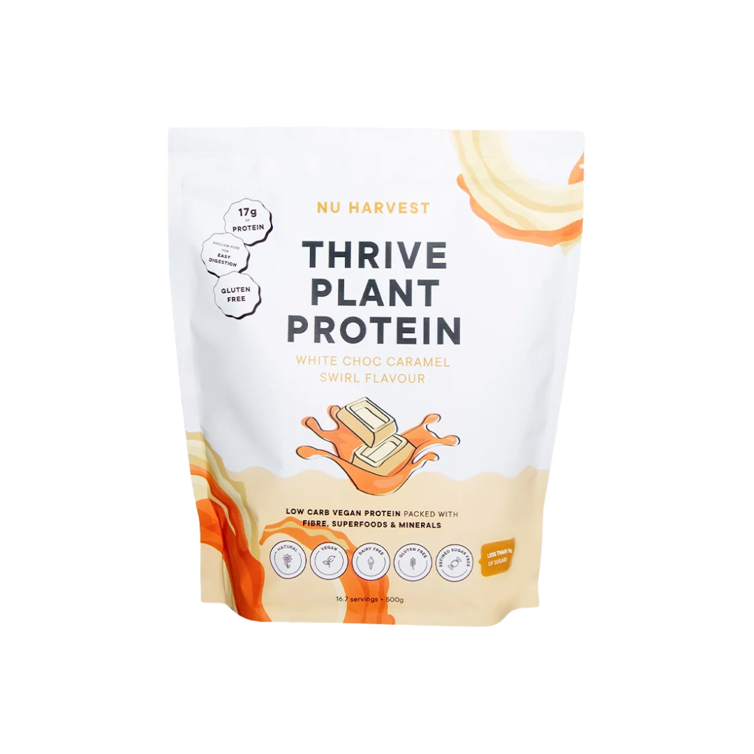 Naked Harvest Thrive Plant Protein 500g White Chocolate Caramel Swirl