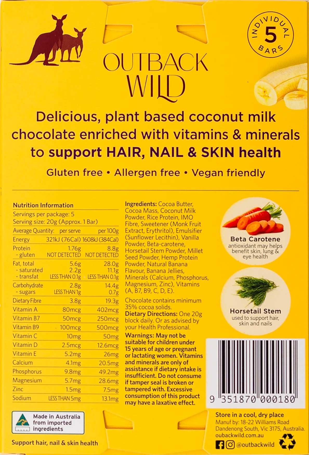 Outback Wild Hair Skin Nails 100g Coconut Milk Choc & Banana