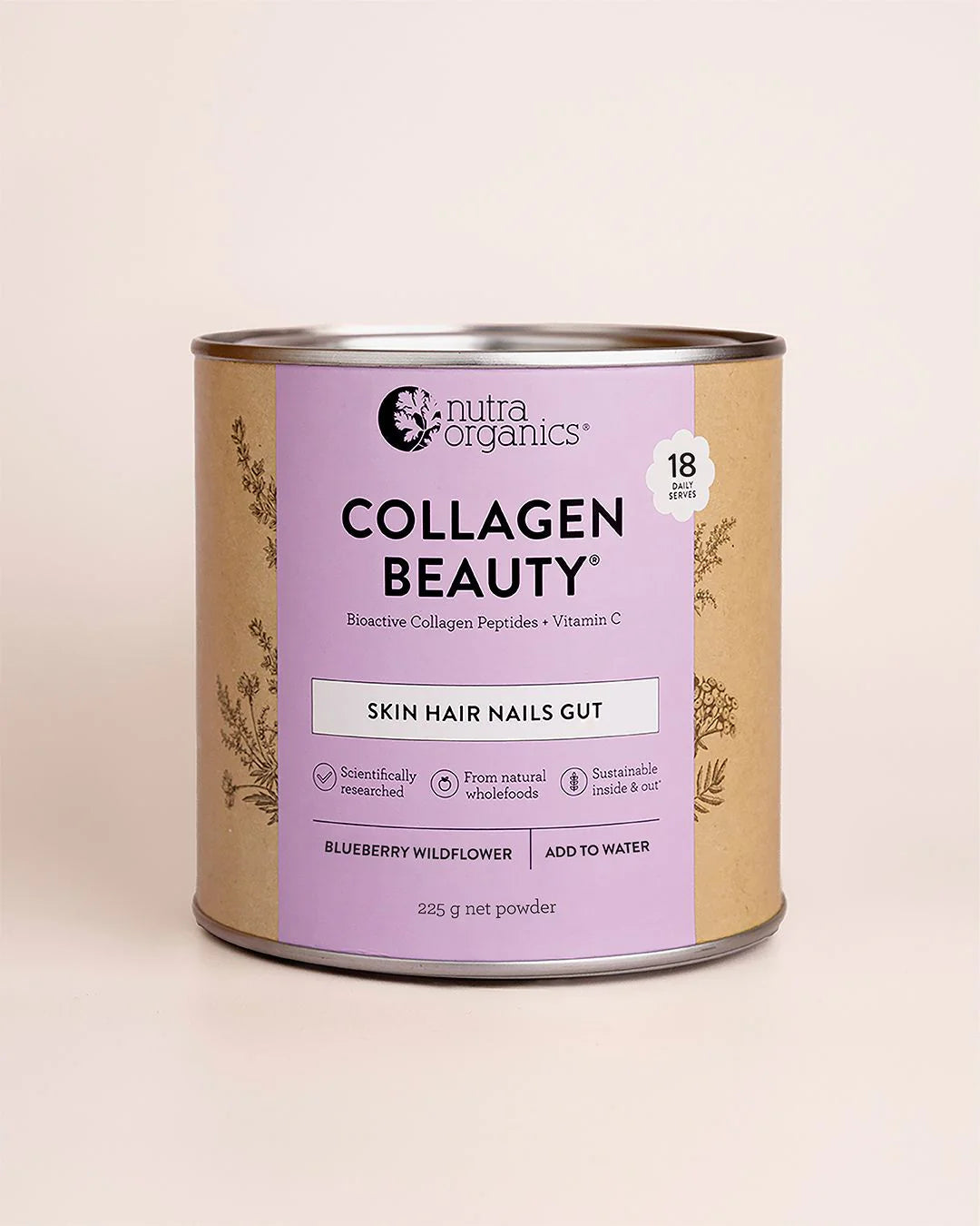 Nutra Organics Collagen Beauty 225g Blueberry Wildflower