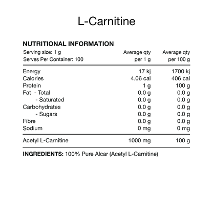 Switch Nutrition Acetyl L-Carnitine 100 Serves