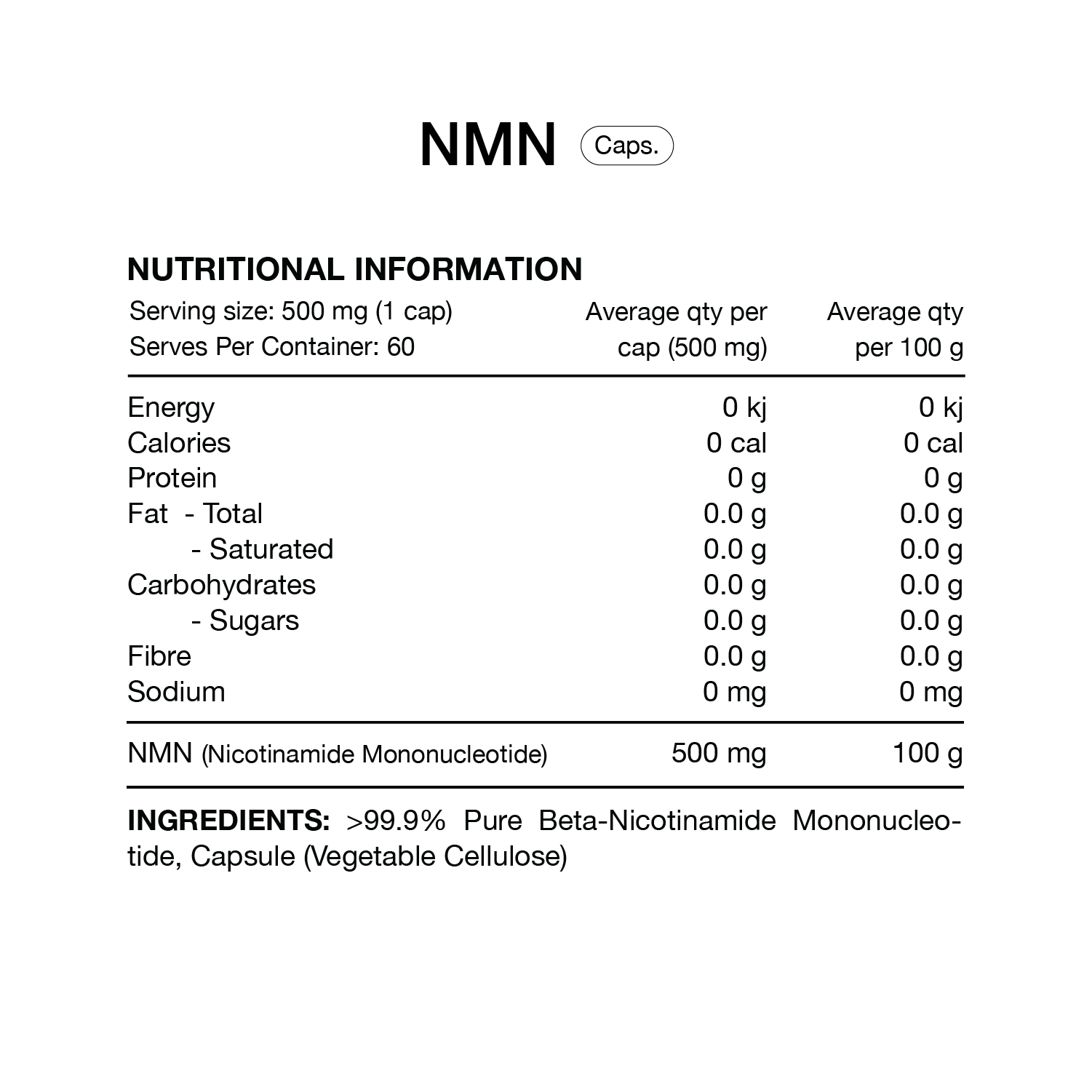 Switch Nutrition 100% Pure NMN 60vc