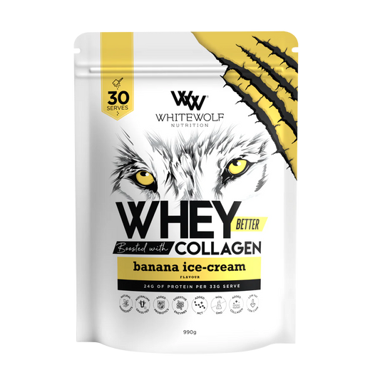 White Wolf Whey Protein + Collagen 990g Banana Ice Cream