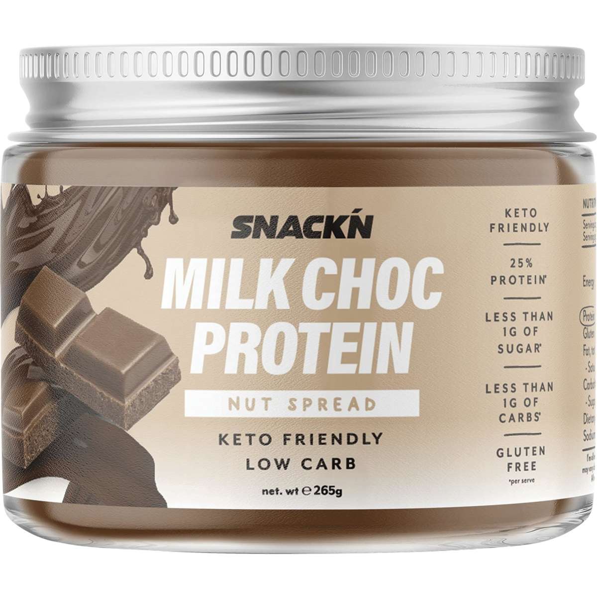 Snackn Protein Nut Spread 265g Milk Choc