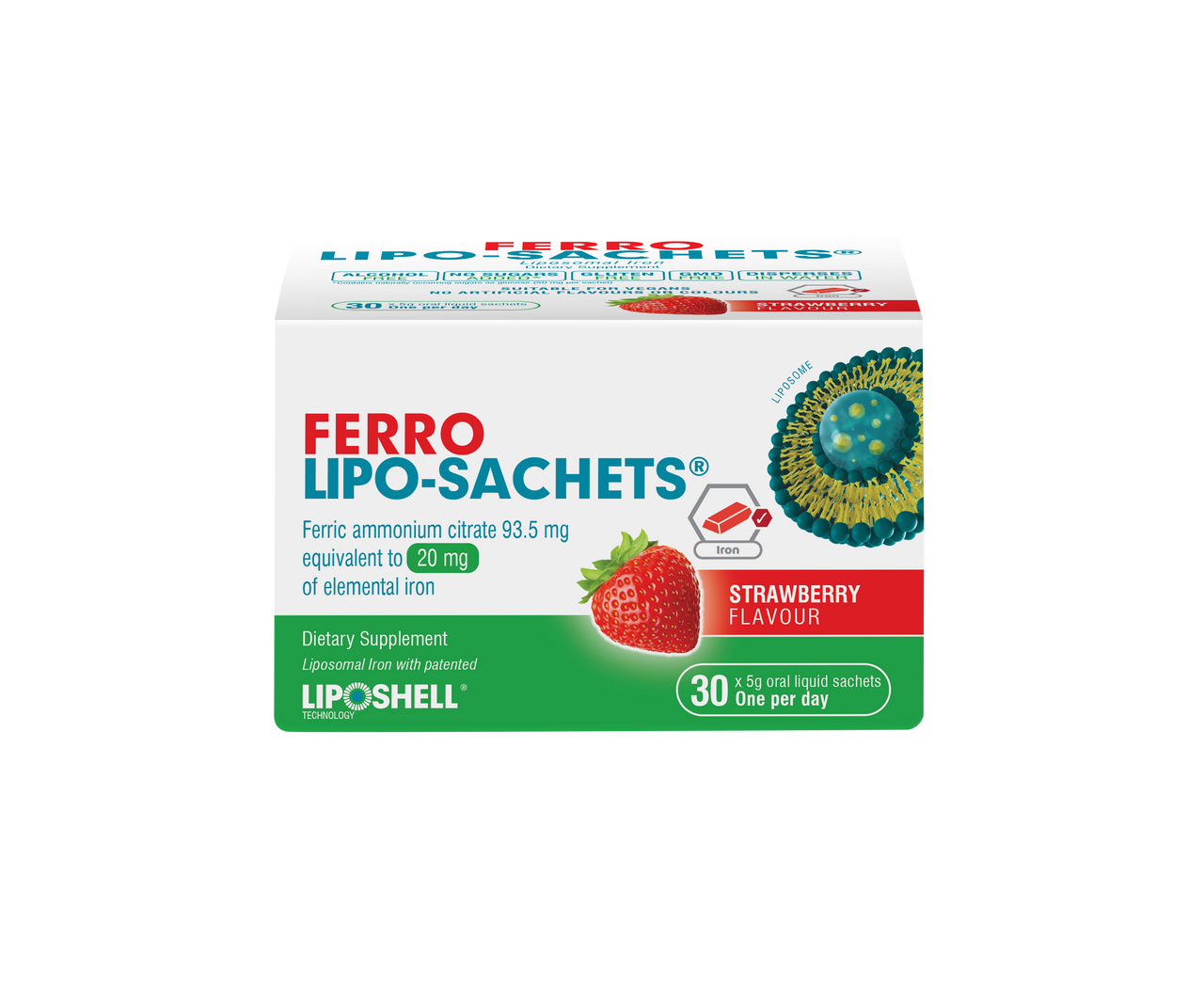 Lipo-Sachets Ferro Strawberry Liquid Iron Sachets 5g x 30 Pack