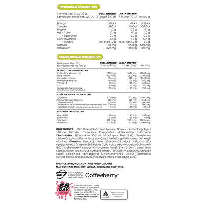 ZombieLabs Pumpz Non-Stim Pre Workout 40 Serves Sour Gummy