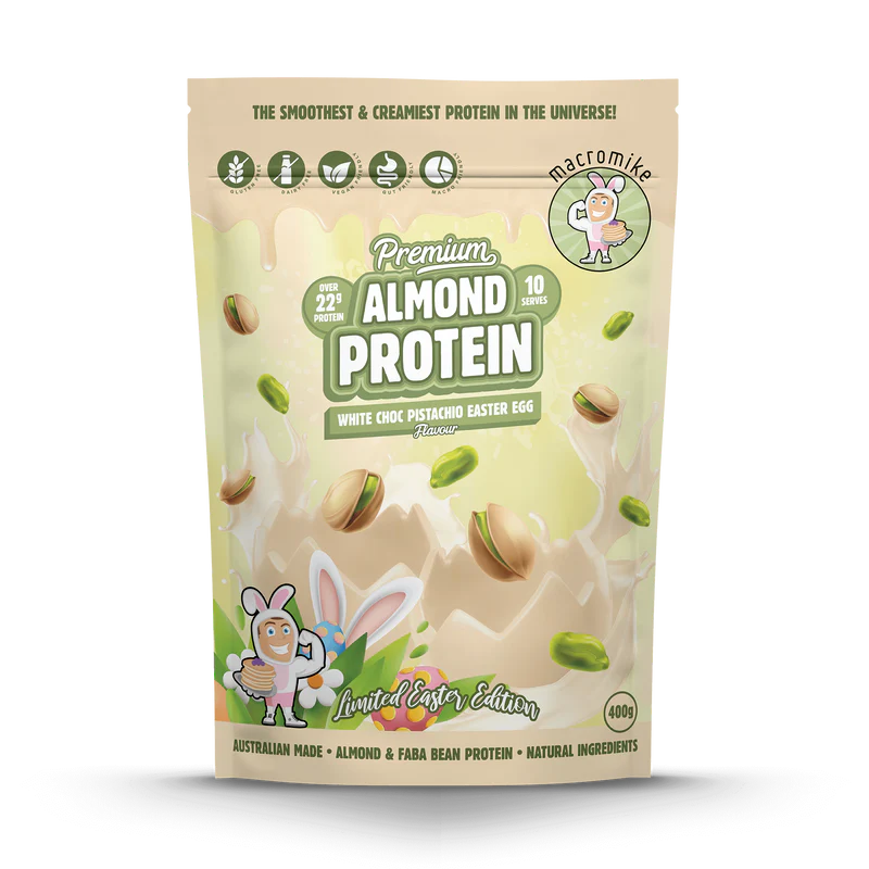 Macro Mike Almond Protein 400G White Choc Pistachio Easter Egg