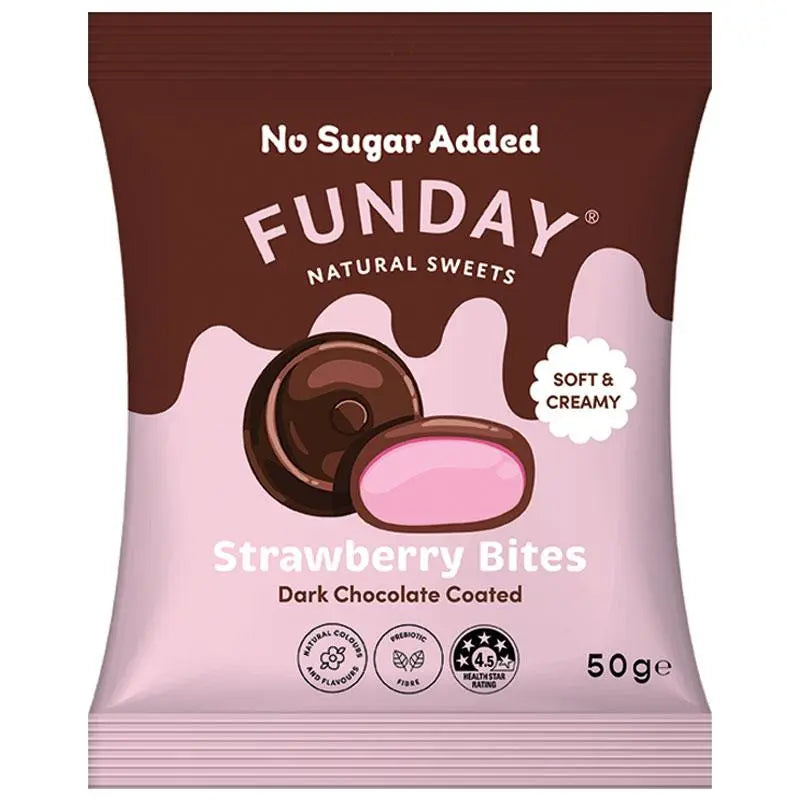 Funday Dark Chocolate Strawberry Bites 50g